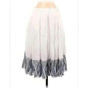 Lands' End White A-Line Skirt with Black Geometric Hem